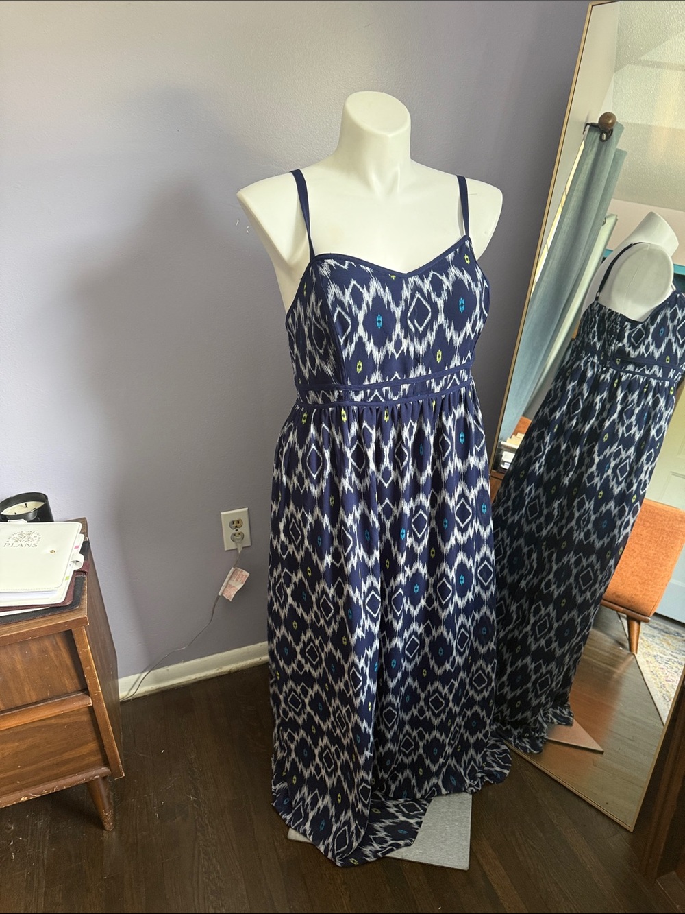 torrid Navy Ikat Maxi Dress with Spaghetti Straps